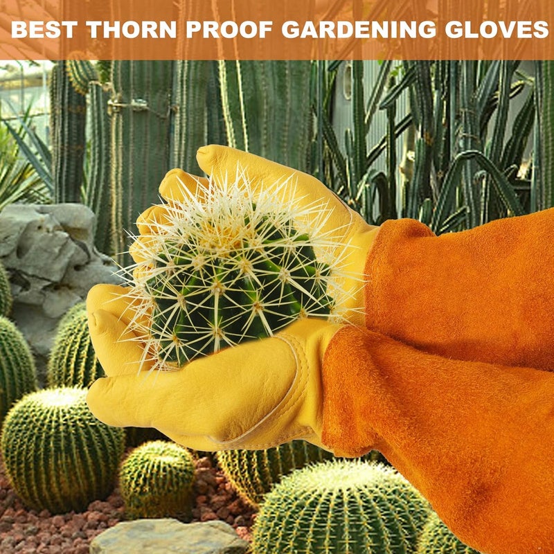 SLARMOR Long Gardening-Gloves Women/Men-Thorn proof Rose Pruning Heavy Duty Gauntlet-M - Image 3